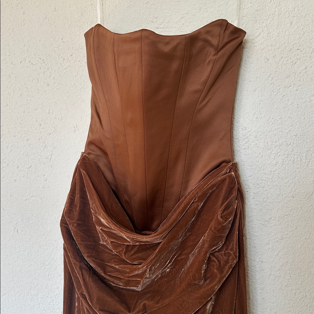 House of CB Persephone Toffee Strapless Corset Maxi Dress Brown XS A-C Cup - Picture 10 of 13